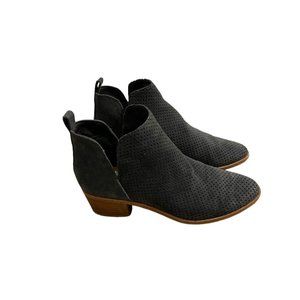 Dolce Vita Boots Women's Gray  Kaidie Ankle Booties Perforated Suede Casual-6.5